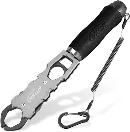 11.5" Fish Lip Gripper with Scale, Max 40lbs Scale, 360° Swivel Non-Slip Handle, Fish Grabber Control Tool for Safe