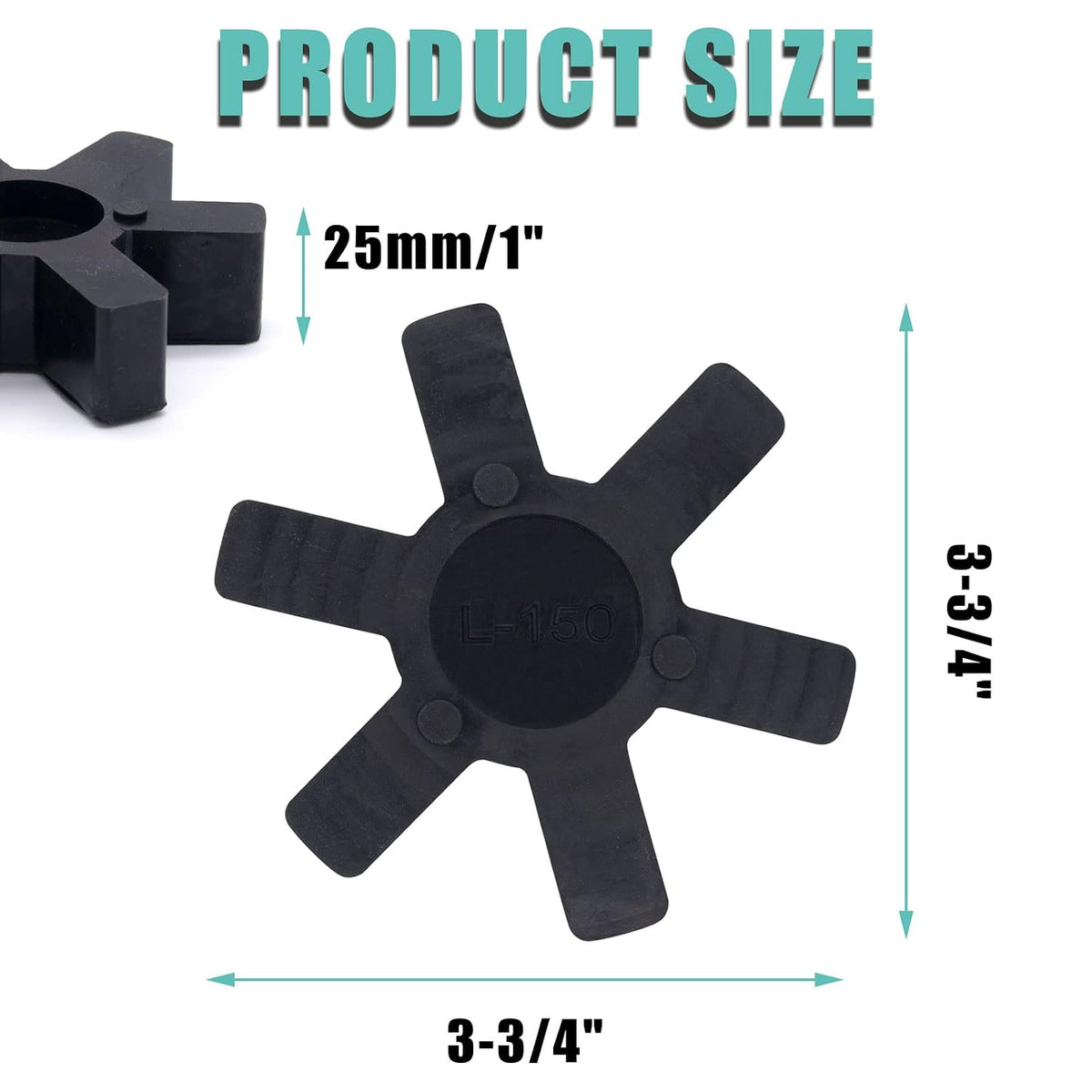Flexible L150 NBR Rubber Spider Insert Solid Spider Center Inserts Fits for Lovejoy Martin L-Jaw Coupling (2 Pack)