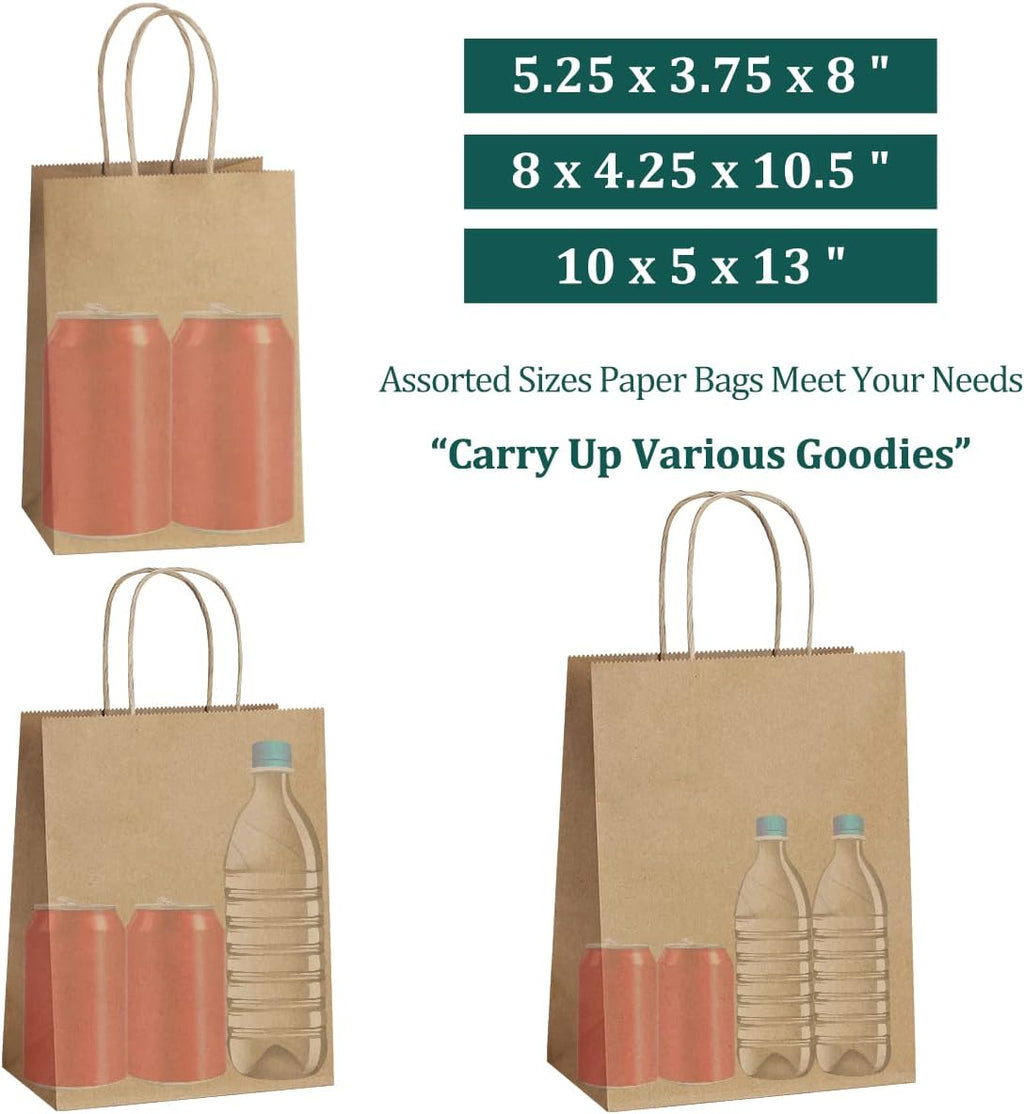 45Pcs Brown Paper Bags with Handles, Assorted Sizes Gift Bags Kraft