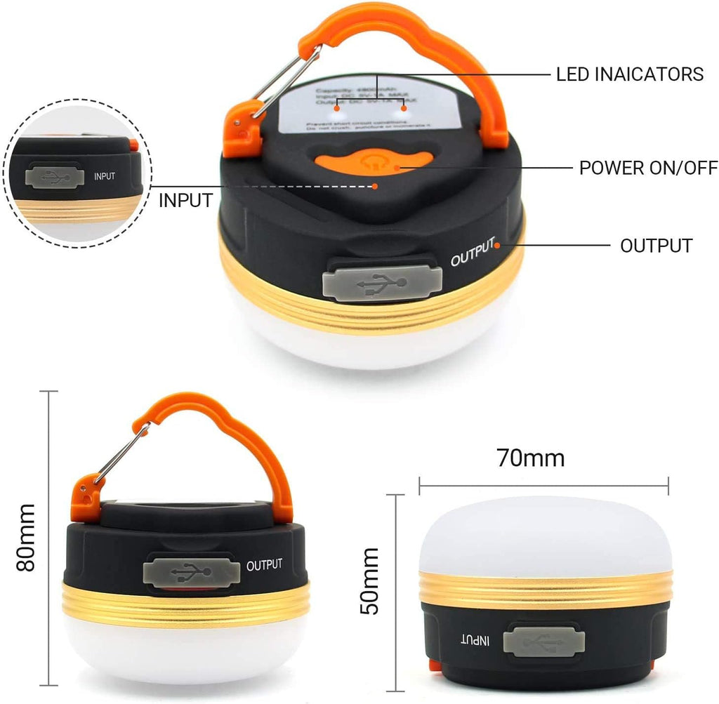 LED Camping Lantern, Rechargeable Portable Tent Light, 300LM,3 Light Modes,1800mAh Power Bank, Magnet Base,Electric