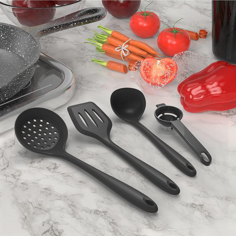 Silicone Cooking Utensils Set - 446°F Heat Resistant Kitchen Utensils,Turner Tongs,Spatula,Spoon,Brush,Whisk,Kitchen