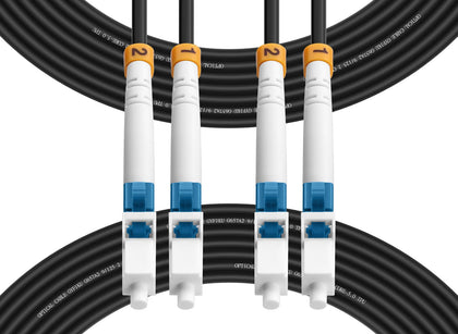 Outdoor LC to LC OS2 Fiber Patch Cable Singlemode TPU, 15M(50ft)
