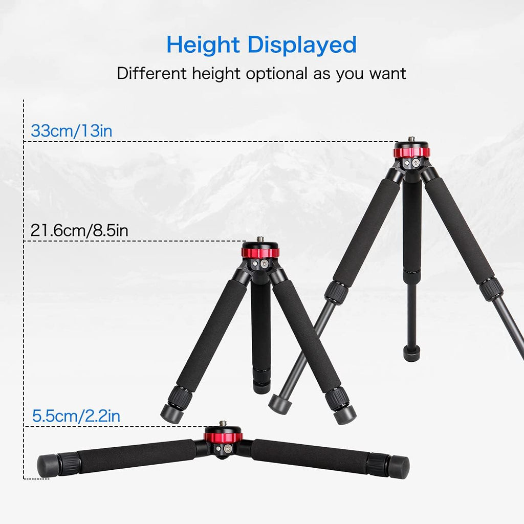Camera Mini Tripod Table Stand - Compact Aluminum Desktop Tripod | 1/4" & 3/8" Screw Mount, Compatible with DSLR