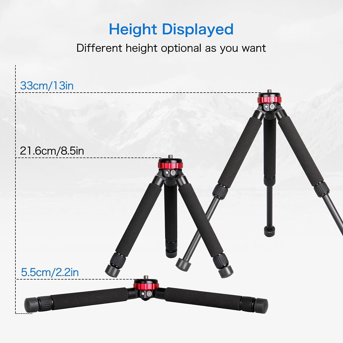 Camera Mini Tripod Table Stand - Compact Aluminum Desktop Tripod | 1/4" & 3/8" Screw Mount, Compatible with DSLR