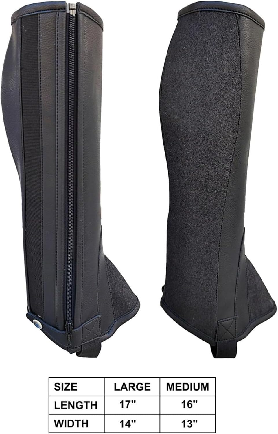 Unisex PU Leather Riding Half Chaps with Glistening Accents