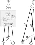 Black Easel Stand for Sign,Adjustable Display Easel Stand,Poster Stand | 55" H Welcome Sign Holder，Chain Support