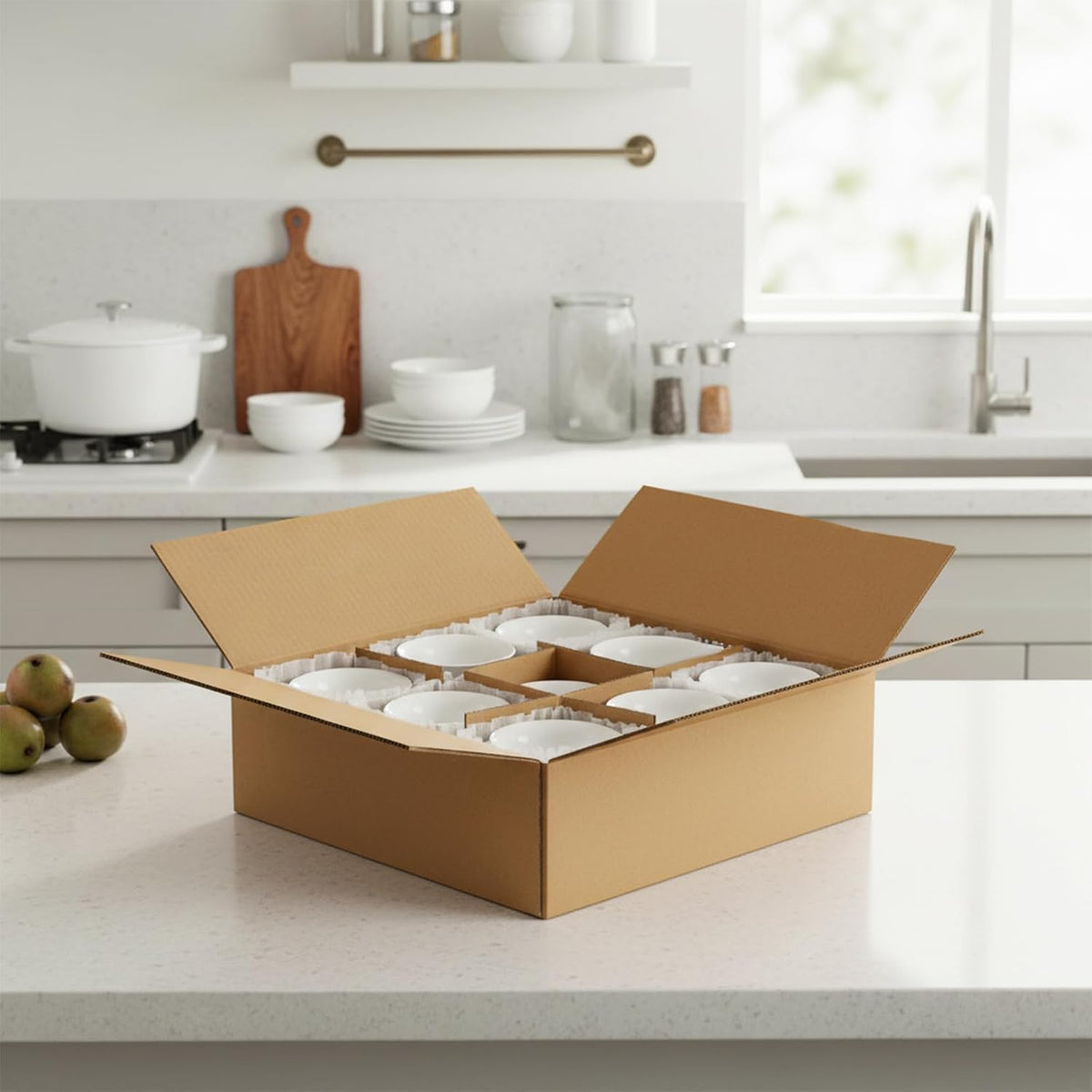 6 Sets Moving Boxes with Divider Kits, 12.7 x 12.7 x 4.7 Inches Kitchen Moving Boxes, Glassware Dish Packing Box