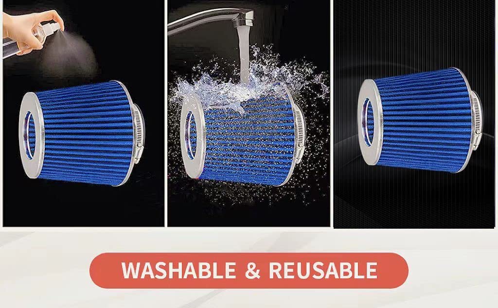 EMUNA Performance Air Intake System Kit, Blue, 2PCS Pipe