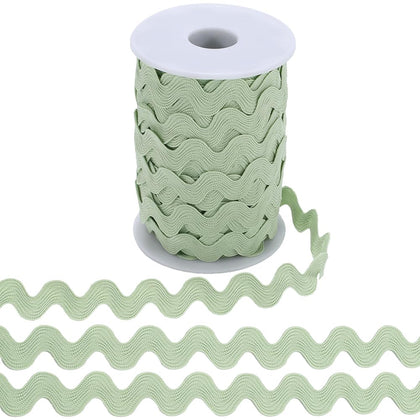 25 Yards Wavy Bending Ribbon 10mm Wide Rick Rack Trim Wave Fringe Trim Zig Zag Webbing Edge RIC Rac Pale Green Braid