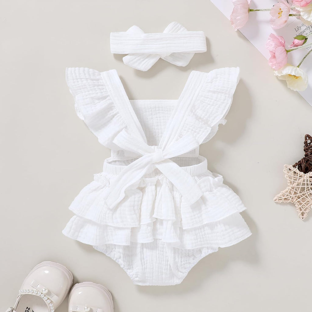Toddler Baby Girl Ruffled Sleeveless Romper Summer Clothes