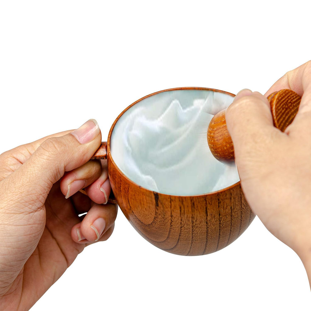 Shaving Brush Set Pure Badger Hair Shaving Brush with Solid Wood Handle and Wooden Shaving Soap Bowl for Men Easy to