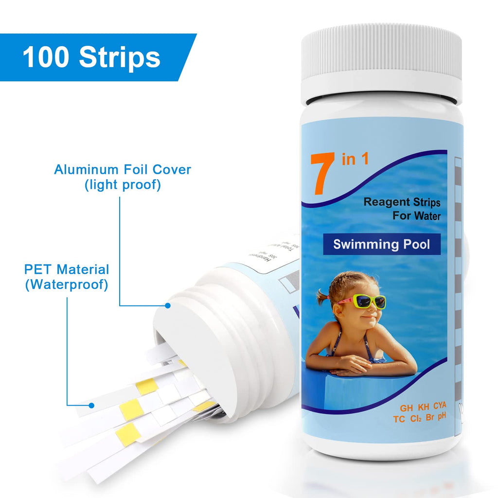 Hot Tub and Pool Test Strips, 7in1 50ct Quick & Accurate Spa Test Strips,Pool Water Test Kit, Salt Testing Kit for