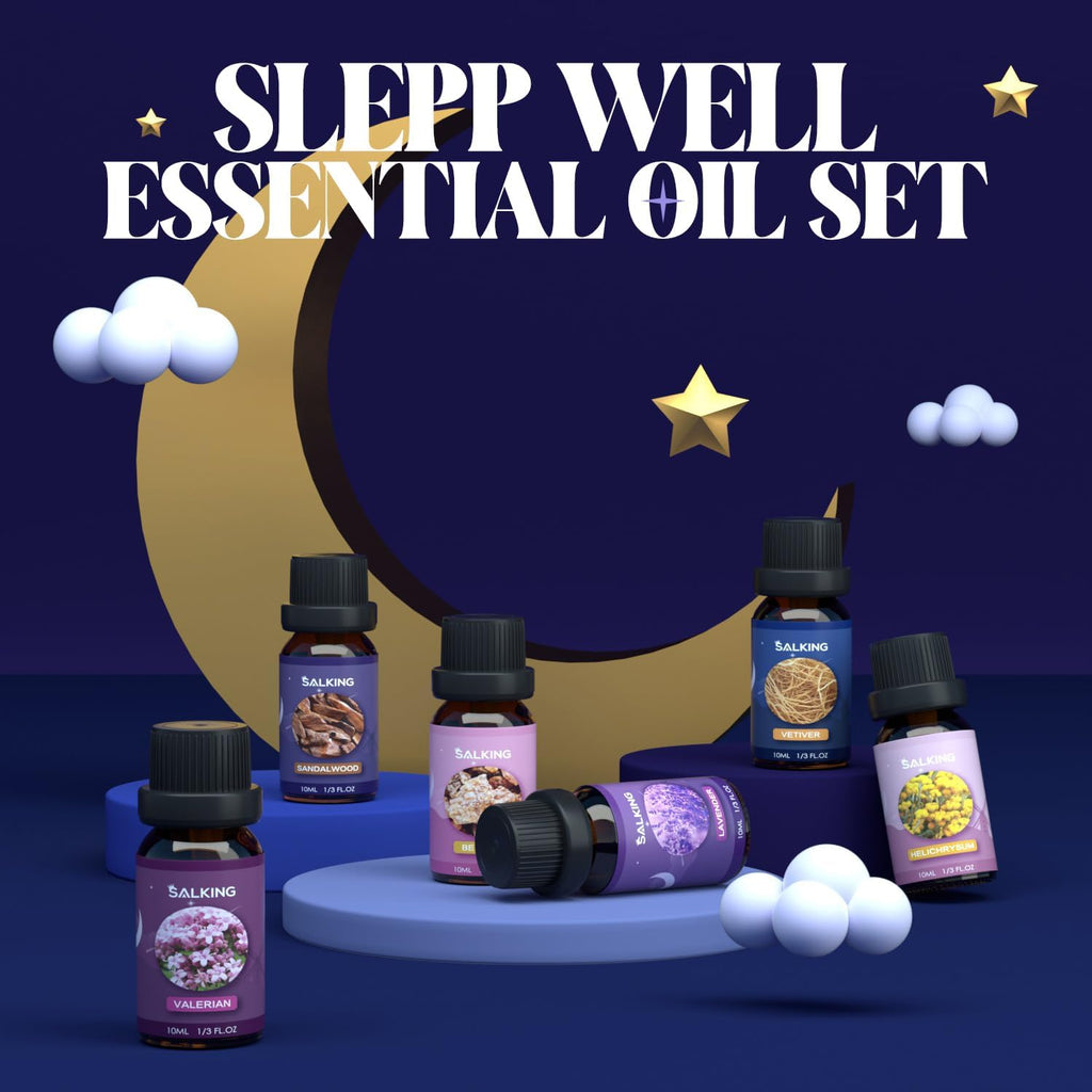 Sleep Essential Oils Set, Pure and Natural Essential Oils, Fragrance Oil Scented Oils for Oil Diffusers 6 x 10 ML