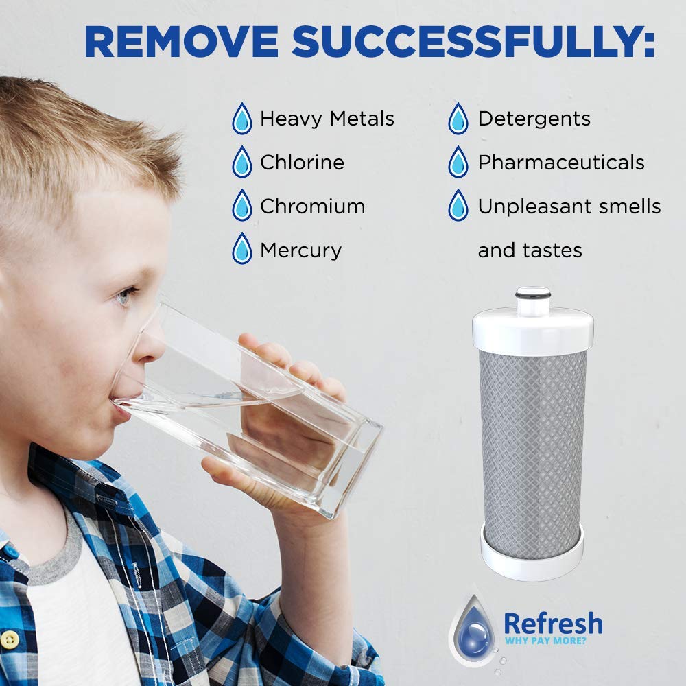 Refresh Refrigerator Water Filter Replacement for Frigidaire WF1CB, 4-Pack