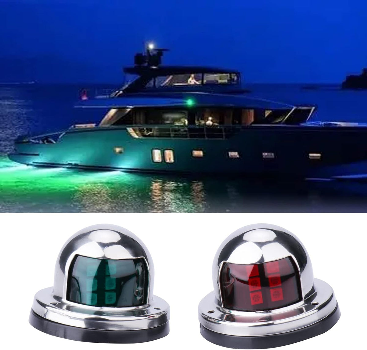 Boat Navigation Lights, Stainless Steel Led Bow Light for Pontoon and Small Boat (One Pair,Silver)
