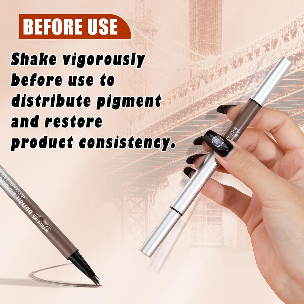 Multi-Tip Eyebrow Pen, Liquid Microblading Effect Hair‑Like Brow Strokes