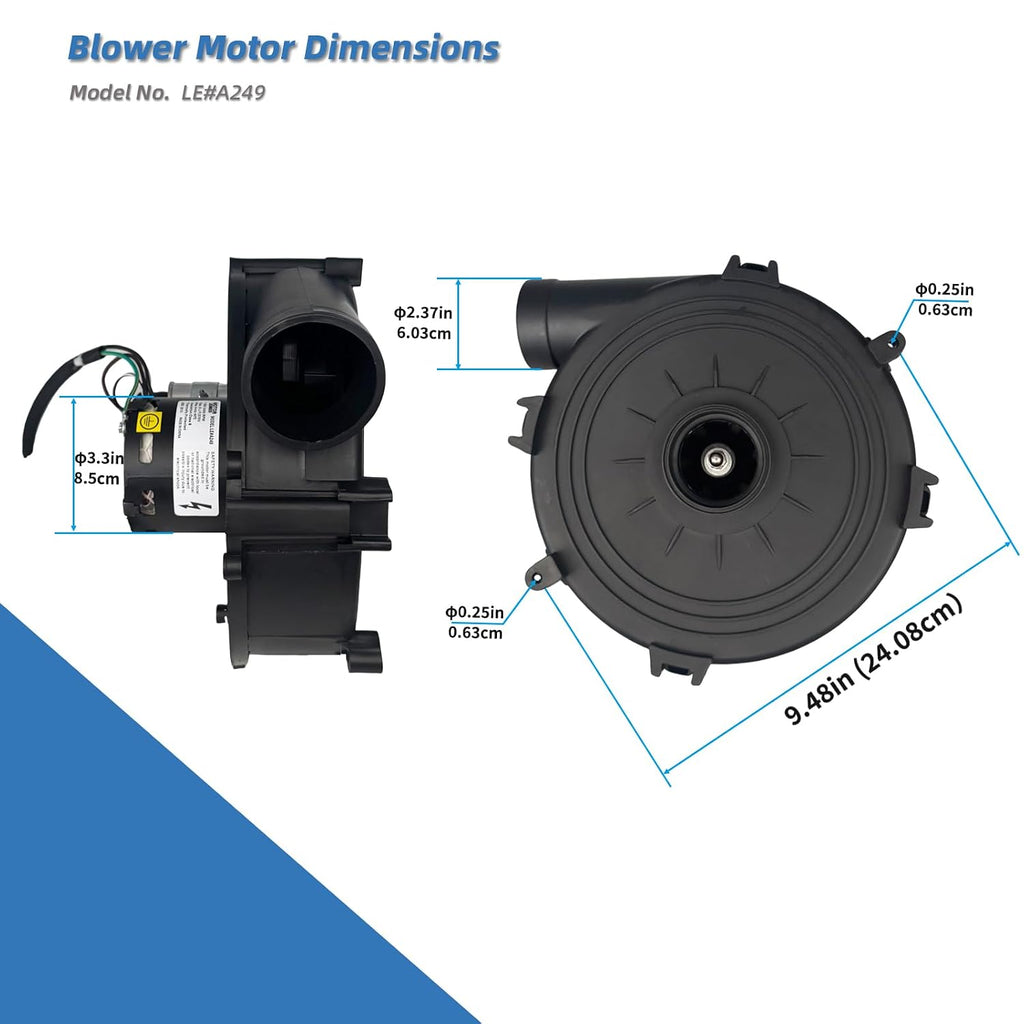 A249 Upgraded Blower Motor for Lennox Draft Inducer Replaces Fasco 702112686, 702113118, U21B, 103618-01, 103618-03, 73W44, LB-94724AE, etc. Furnace Flue Exhaust Vent Motor, 115V, 3400RPM