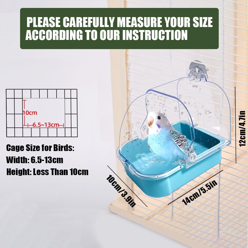 Bird Bath for Cage, Cleaning Pet Supplies Cockatiel Bird Bathtub with Hanging Hooks for Little Bird Parrots Spacious