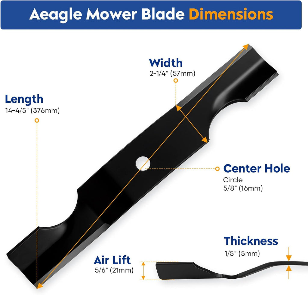 Aeagle 42 Inch High Lift Blade for Ariens Zoom 915159 915161 915171 915233 915323 Gravely ZT 42'' Deck Zero Turn Lawn Mower Replace 04265400 1134-9210-01, 3 Pack (Black)