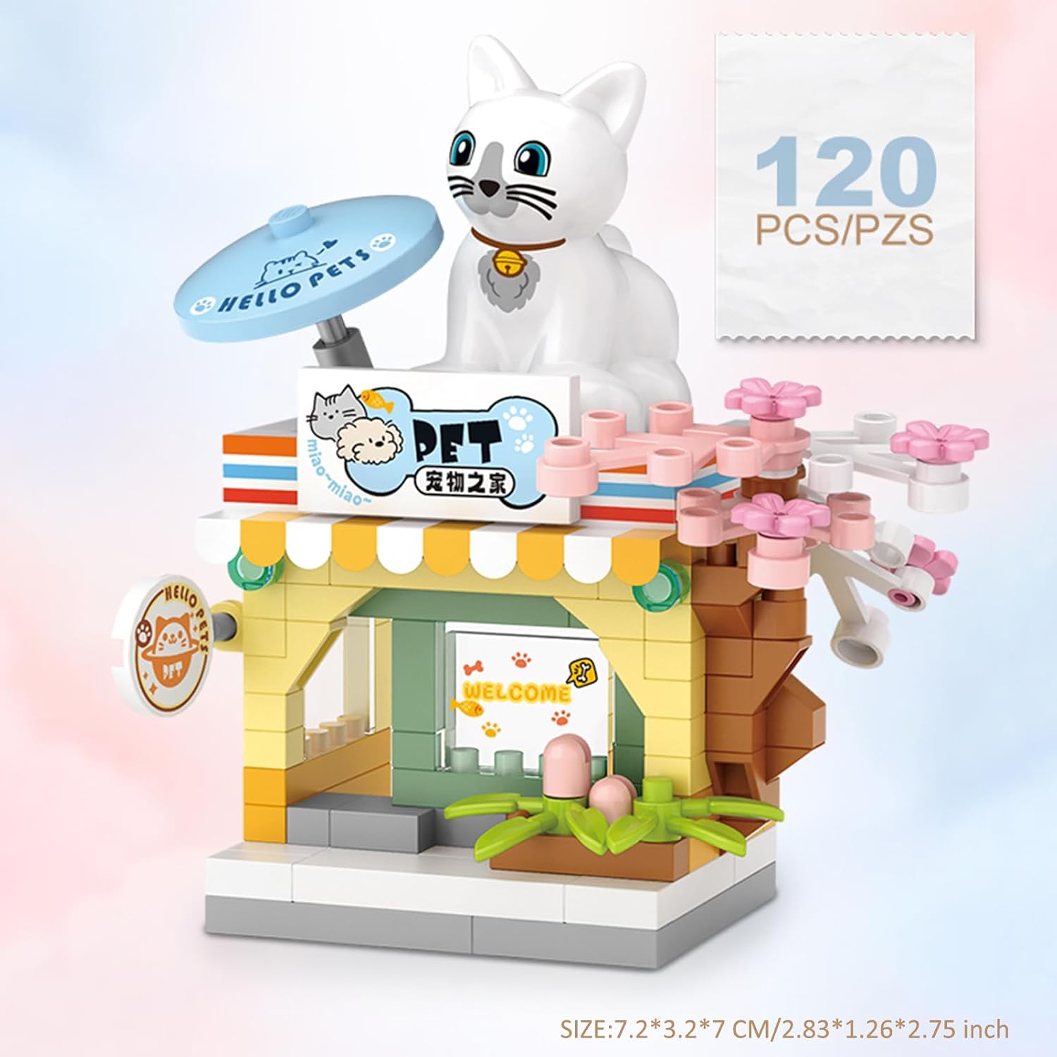 4 PCS Mini City Shop Street View Building Blocks Set,Simulation Architecture Collection Particle Construction