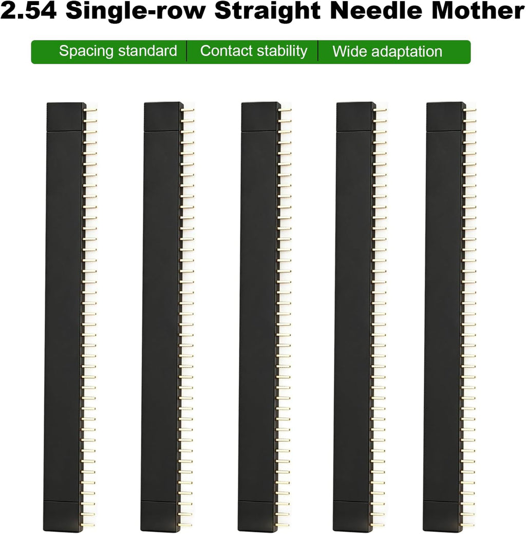 22pcs 2.54mm Male & Female Pin Header Connector, 40Pin, Black, PCB Board Pin Header