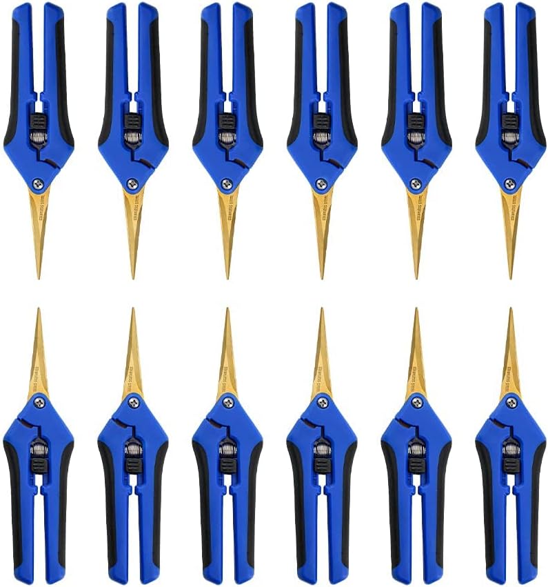 12 Packs Garden Pruning Shears with Curved Blades Trimming Scissors, Gardening Hand Pruning Snips Titanium Coated