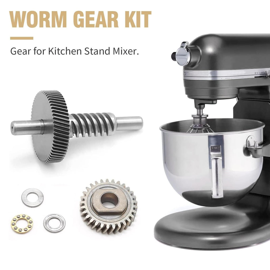 Drive Worm Gear Bearing Pinion-with Shaft For 5QT/6QT Stand Mixer 9706529 9703445 9703680 W11086780 WP9709231 Mixer Gear Kit Stand Mixer Gear Replacement Gear Set Stand Mixer