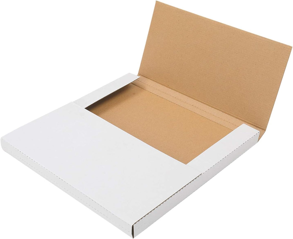 White LP Mailers 13x13x1 Inch Album Shipping Boxes, Easy-Fold, Multi-Depth Corrugated Cardboard Boxes w/Fragile