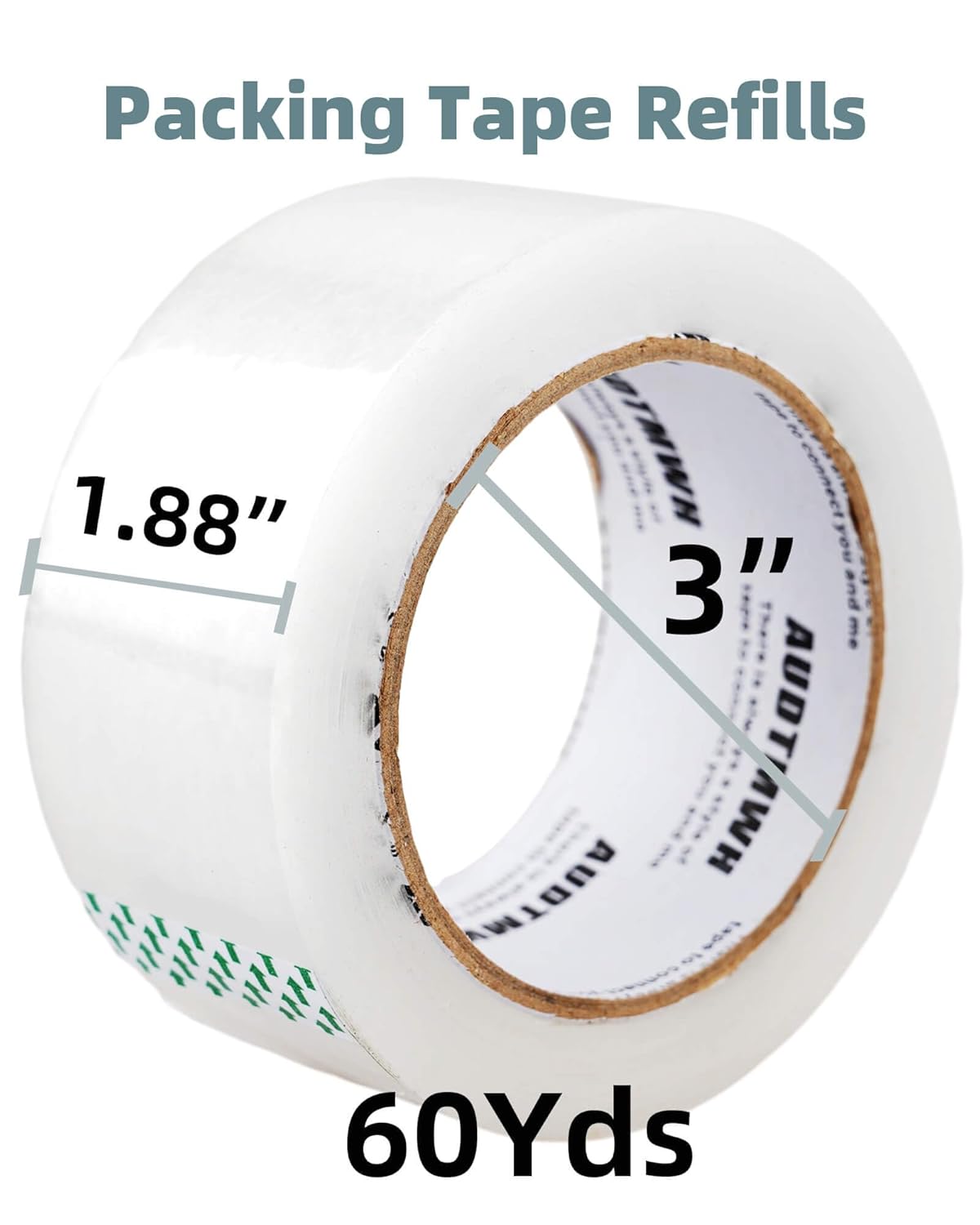 Packing Tape Refills, Clear, 1.88" x 60 yds, 2 Rolls | Packaging Tape Heavy Duty Designed for Moving, Shipping and