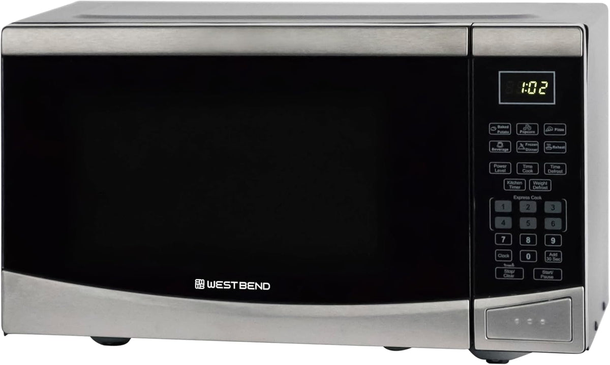 Microwave Oven, 900W, 0.9 cu. ft., in Stainless Steel | West Bend Microwave Oven, 900W, 10 Power Levels, One-Touch