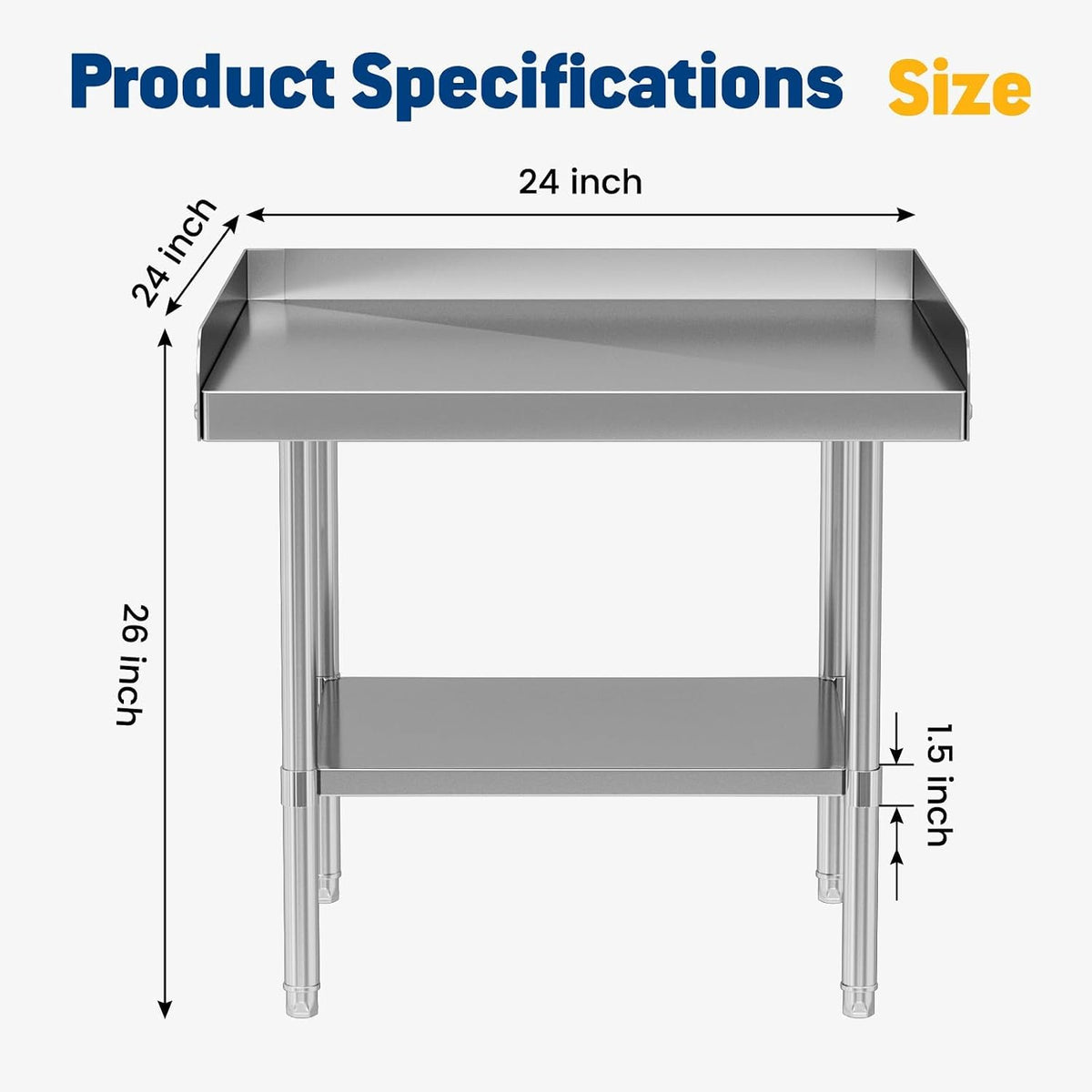 Stainless Steel Equipment Stand, 24 x 24 x 26 Inch Work Table