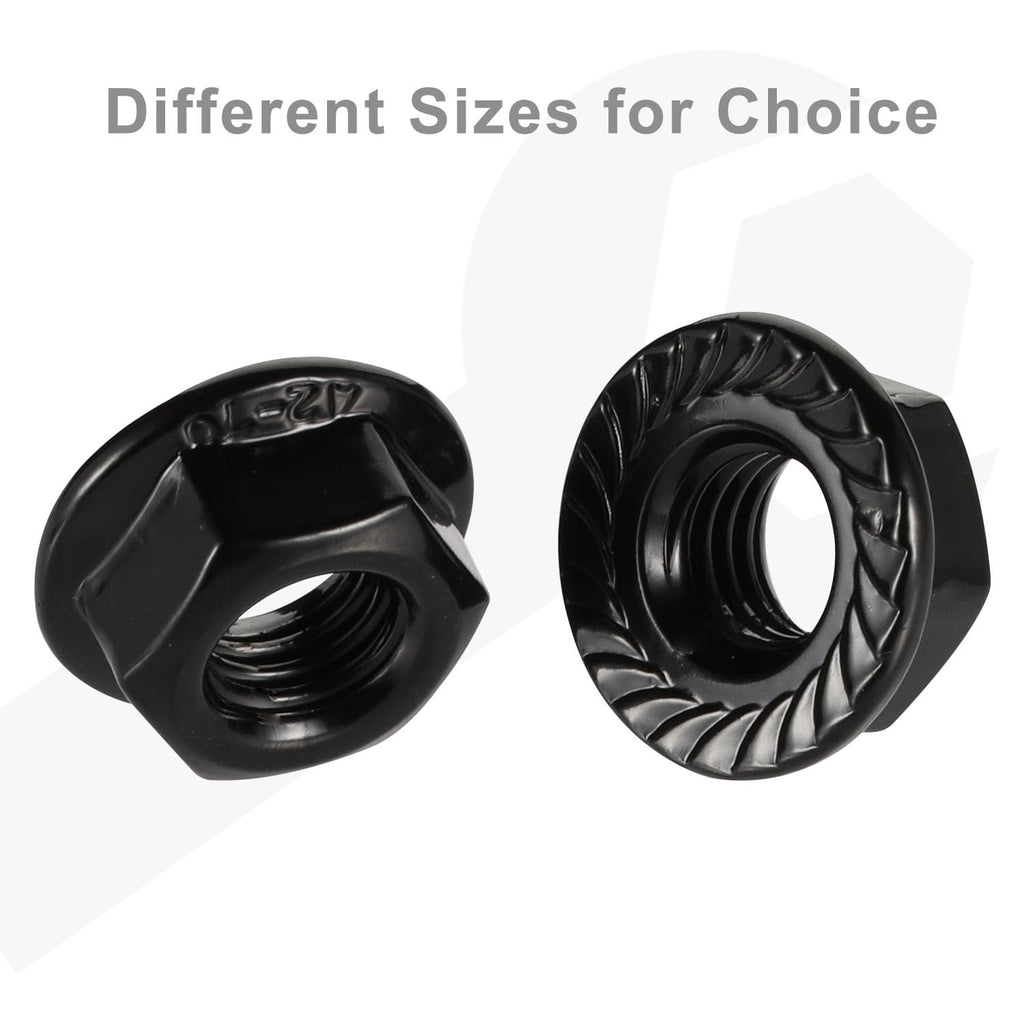 #10-32 Serrated Flange Hex Lock Nuts Flanged Locknuts, 304 Stainless Steel 18-8 Black Finish, 50 PCS