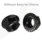 #10-32 Serrated Flange Hex Lock Nuts Flanged Locknuts, 304 Stainless Steel 18-8 Black Finish, 50 PCS