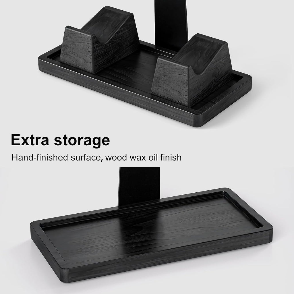 Headphone and Headset Stand with Controller Holders Gamer Gifts | Solid Wood, Holds 2 Controllers, Storage Tray for