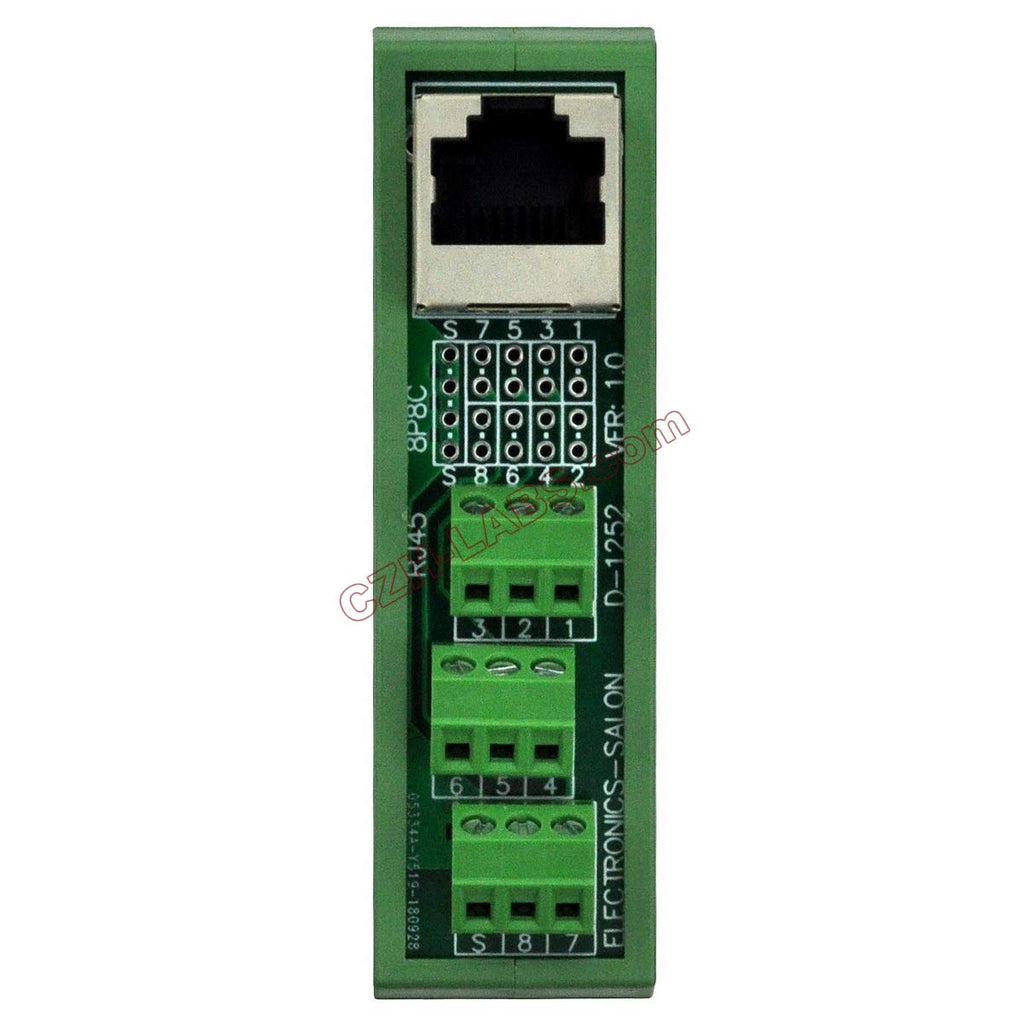 Electronics-Salon Slim DIN Rail Mount RJ45 8P8C Breakout Board Interface Module.