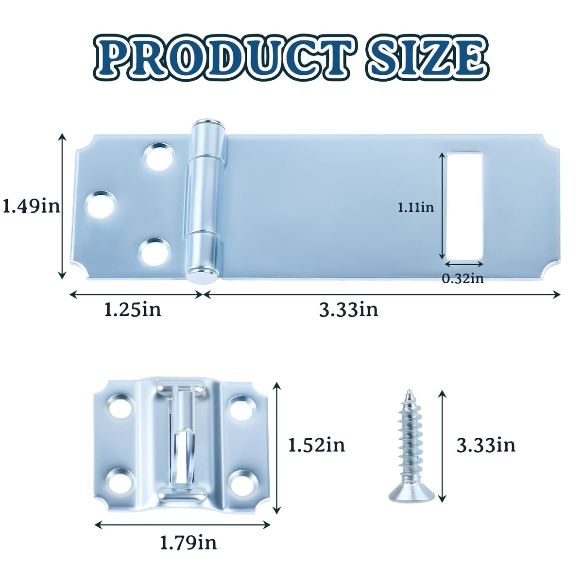6 Pack Door Padlock Locks Hasp Latch, 3-1/2 inch Safety Packlock Clasp Hasp Lock Latch,Extra Thick Door Gate Lock