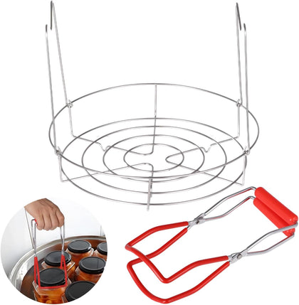 Canning Rack Jar Lifter - 11.3 Inches Canning Rack with Tong, Stainless Steel Canning Steamer Set, Canning Rack for