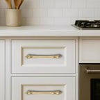 2 Pack 12 inch(305mm) Hole Center Brushed Brass Cabinet Pulls Heavy-Duty Solid Satin Brass Cabinet Hardware Drawer