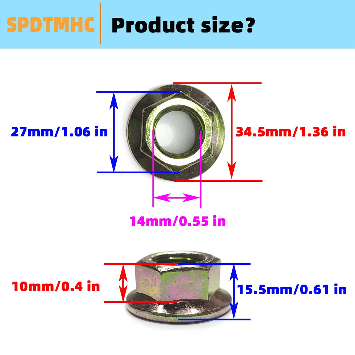 Spdtmhc Hex Flanged Spindle Blade Nuts 5/8"-18 Thread