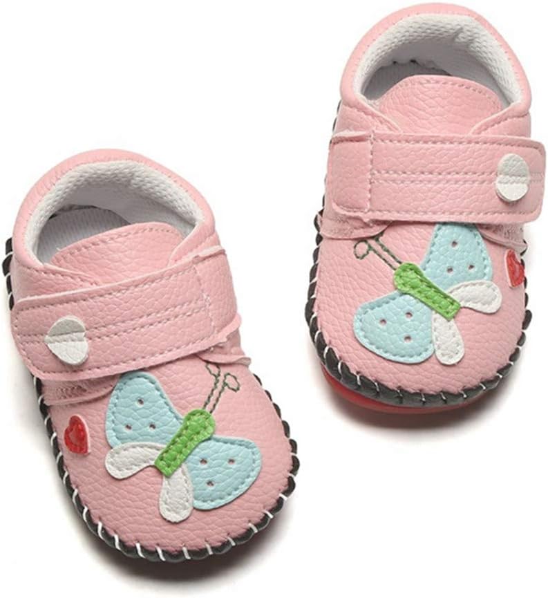 Baby Boys Girls Pu Leather Hard Bottom Walking Sneakers Toddler Rubber Sole First Walkers Infant Cartoon Slippers