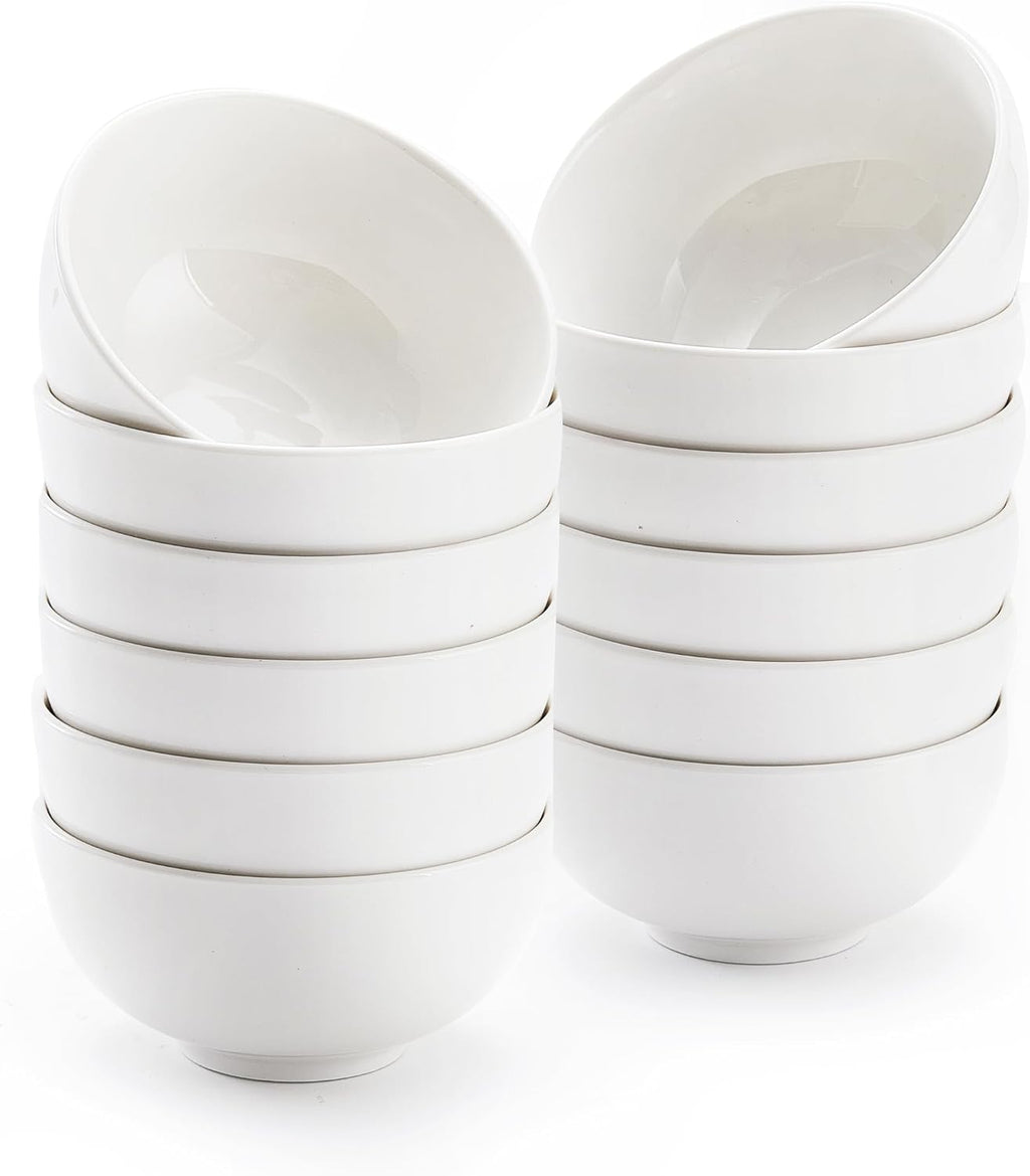 12 OZ White Small Ceramic Bowls, 4.56in Small Cereal Bowls of 12