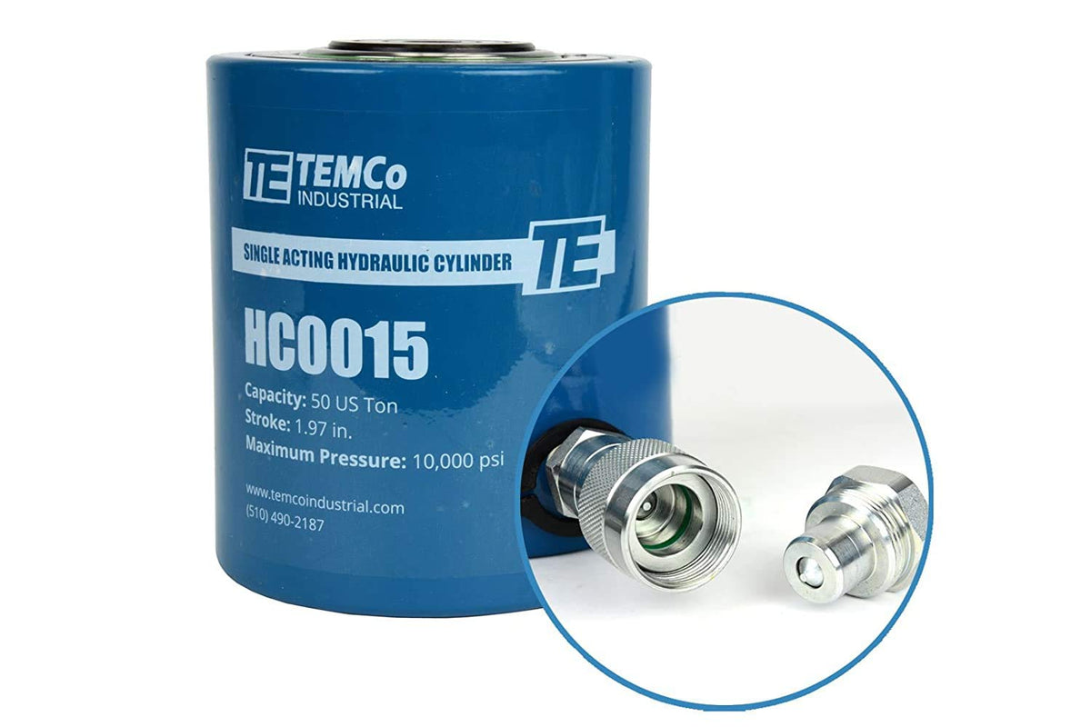 TEMCo 50 Ton Hydraulic Cylinder 2" Stroke Single Acting 10,000 PSI – Machinery, Foundation Support & Construction