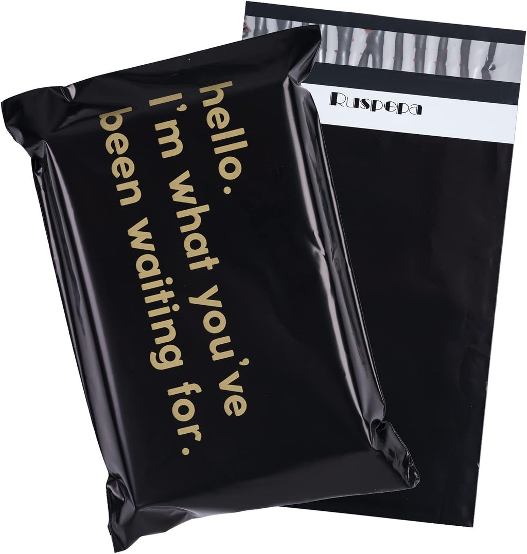Poly Mailer Shipping Bag with Self Sealing, Business Text Printed Design, 100 Pack 6 x 9 inches, Black