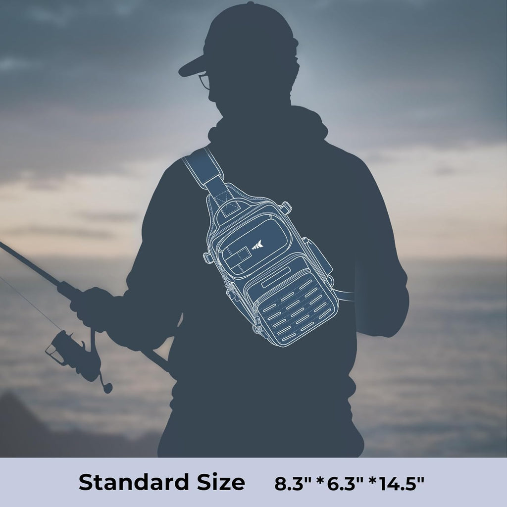 Blowbak Fishing Sling Bag, Fishing Backpack with Rod Holder | Fishing Bag Storge Fishing Gear, Gift for Men, Molle