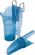 Ergonomic Ice Scoop with Shield and Pouring Chute – Includes Storage Caddy, 6–10 oz Capacity, Blue