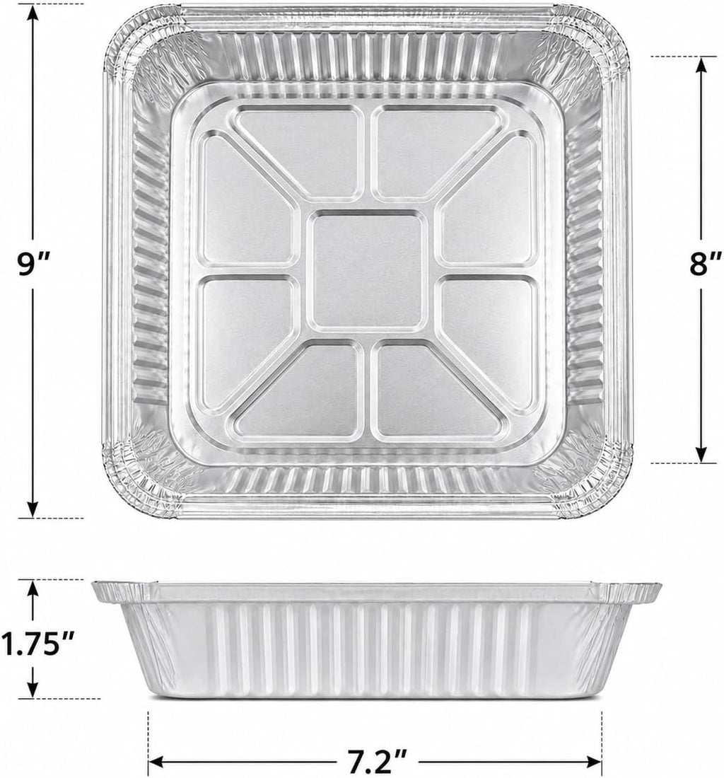 35-Pack 8x8 Disposable Aluminum Foil Pans with Clear Lids