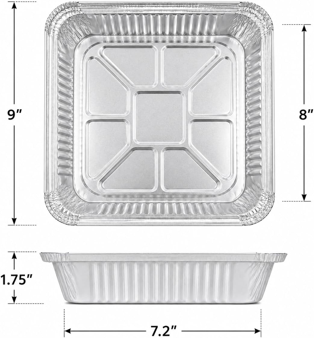 35-Pack 8x8 Disposable Aluminum Foil Pans with Clear Lids