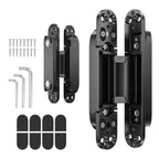 2PCS 7 Inch Invisible Concealed Door Hinges 180 Degree Swing Hinge (Black)