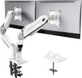 Dual Monitor Stand - Full Adjustable Monitor Desk Mount Swivel Vesa Bracket with C Clamp, Grommet Mounting Base for
