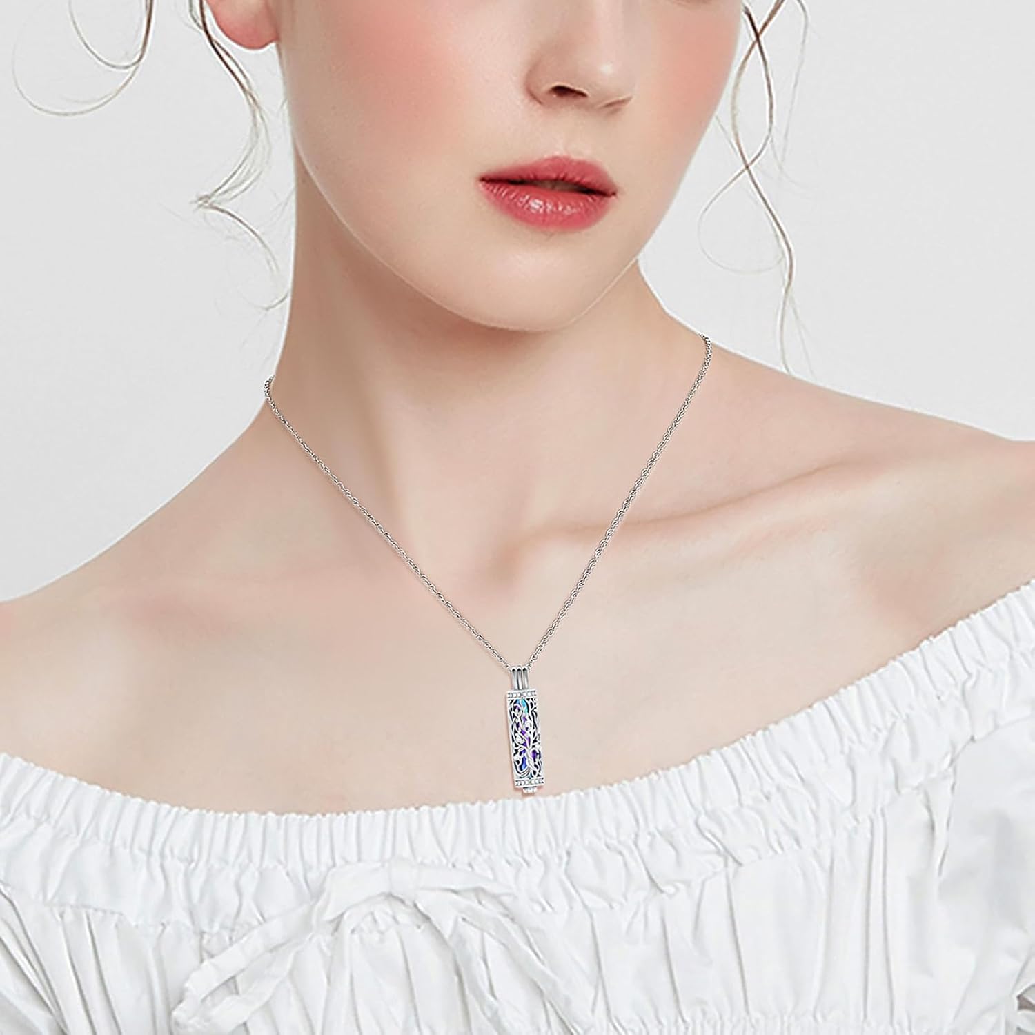 Cylinder Cremation Jewelry Tree of Life Urn Ashes Necklace for Women Men Vial Cremation Ash Pendant Loved One